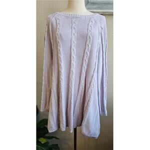 Soft Surroundings Women's Cable Knit Cozy Tunic Pullover Sweater Size L Lavender